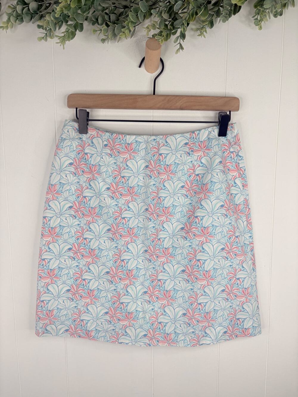 Vineyard Vines Tropical Floral Mini Pencil Skirt Size 2 Blue Summer Vacation